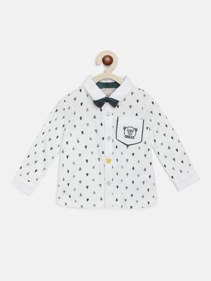 Long Sleeve Shirt With Bow - All Over Print